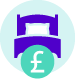 Icon of a bed with british pound sign in front of it