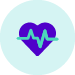 Icon showing a heart with a medial heartbeat line through it