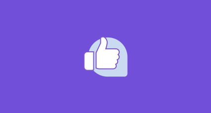 Thumbs up icon representing better customer outcomes on a purple background