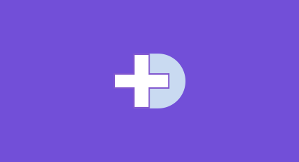 Icon with a plus sign representing value on a purple background