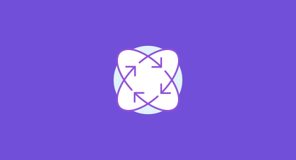 Icon with arrows representing flexibility on a purple background